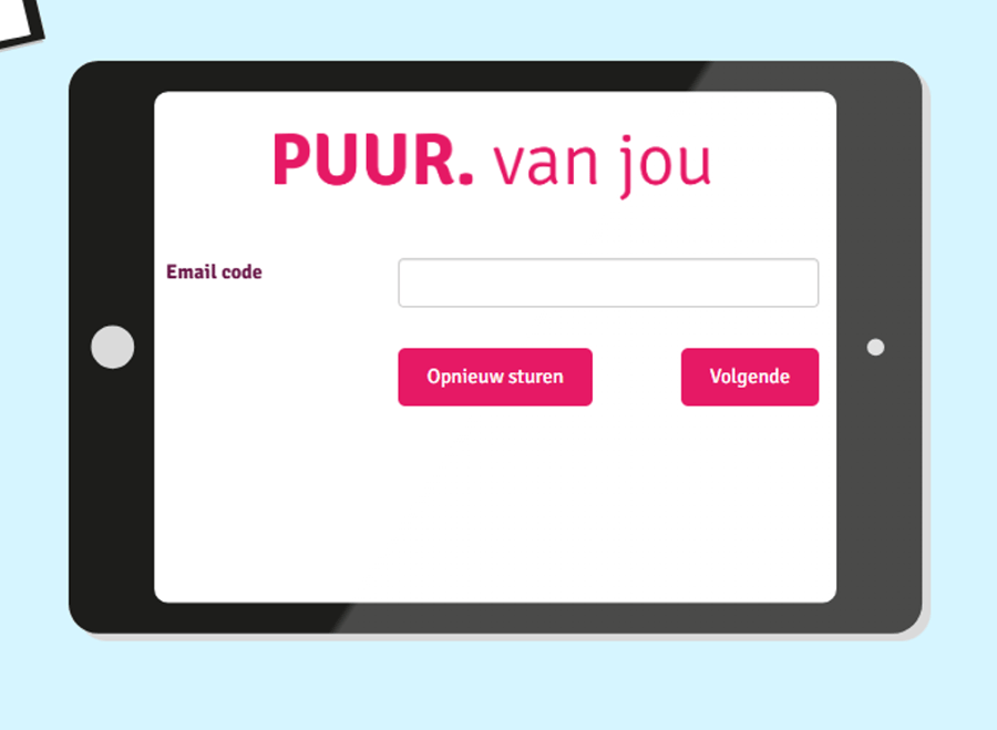 Op pvj waar je je code in moet vullen