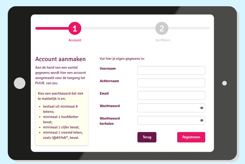 vernieuwd stap 1 account aanmaken